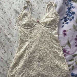 Tan floral mini dress